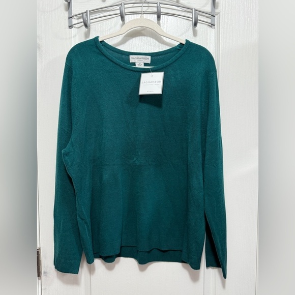 Sag Harbor plus size women’s 2X acrylic sweater dark cyan green pullover NWT New - Picture 1 of 14